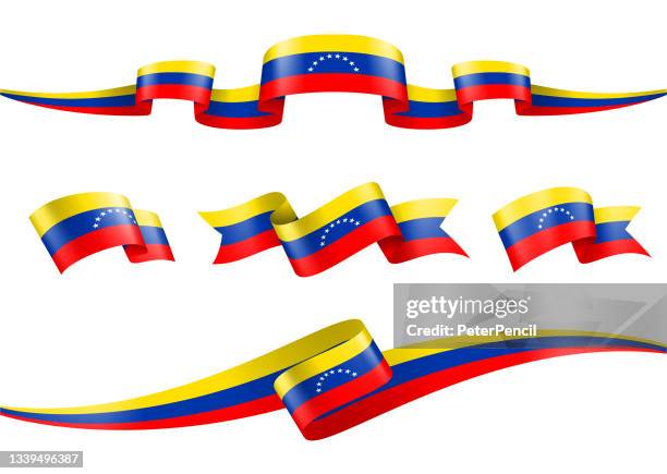 venezuela flag ribbon set - vector stock illustration - venezuela flag stock illustrations