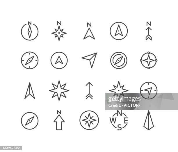 compass icons - classic line series - north stock illustrations