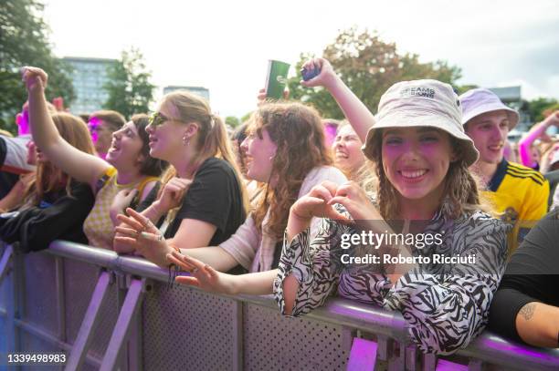 Fans enjoy Griff performing on the King Tut's stage during the first day of TRNSMT Festival 2021 on September 10, 2021 in Glasgow, Scotland.
