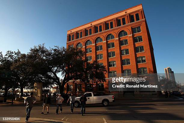 The former Texas School Book Depository, now the Dallas County Administration Building on the 48th anniversary of JFK's assassination in Dealey Plaza...