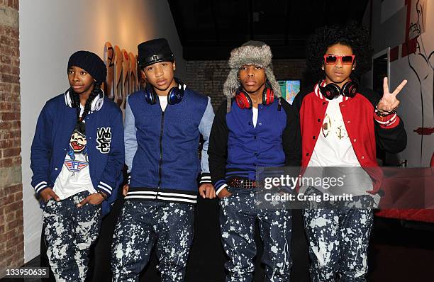 Ray Ray, Roc Royal, Prodigy and Princeton of the band Mindless Behavior promote their new album "#1 Girl" at the Beats By Dr. Dre Pop-Up Store on...