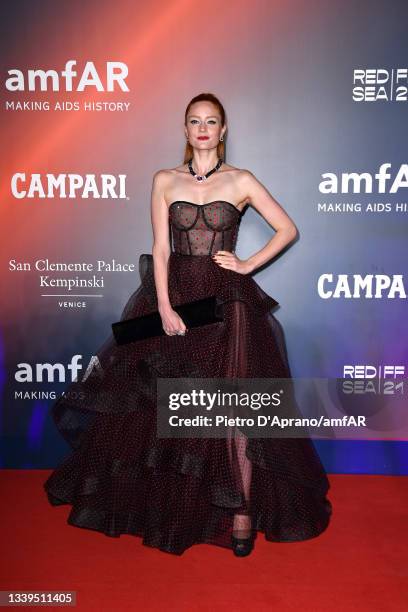 Barbara Meier attends the amfAR Venice gala 2021 on September 10, 2021 in Venice, Italy.