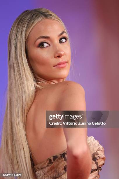 Alice Campello attends the red carpet of the movie "The Last Duel" during the 78th Venice International Film Festival on September 10, 2021 in...