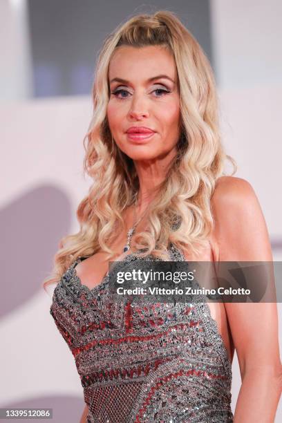 Valeria Marini attends the red carpet of the movie "The Last Duel" during the 78th Venice International Film Festival on September 10, 2021 in...