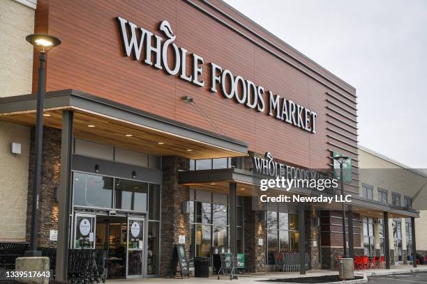 The outside of Whole Foods Market in Commack, New York as employees prepare for the grand opening of the store on April 2, 2019.