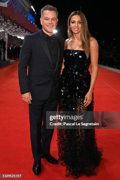 Matt Damon and Luciana Damon attend the red carpet of the movie "The Last Duel" during the 78th Venice International Film Festival on September 10,...