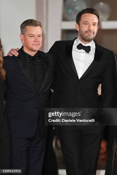 Matt Damon and Ben Affleck attend the red carpet of the movie "The Last Duel" during the 78th Venice International Film Festival on September 10,...