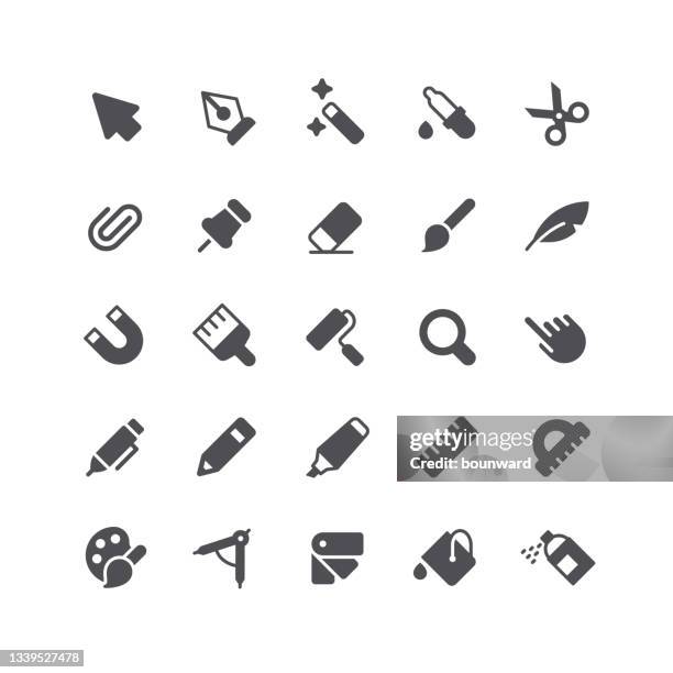 design tools flat icons - filling bucket stock illustrations