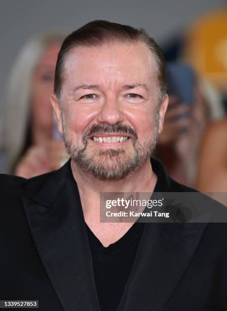 Ricky Gervais attends the National Television Awards 2021 at The O2 Arena on September 09, 2021 in London, England.