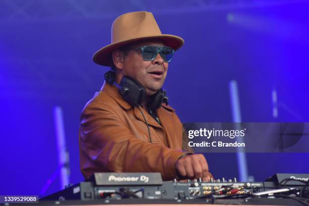 Craig Charles performs a Funk & Soul DJ set on stage during Day 1 of the Cambridge Club Festival 2021 at Childerley Orchard on September 10, 2021 in...