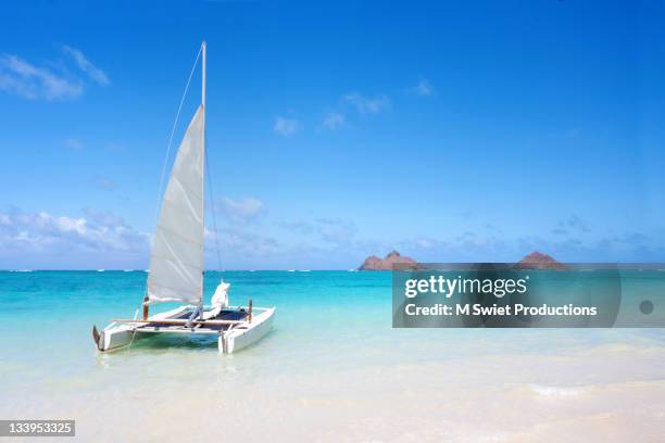 lanikai sail - blue sailboat stock pictures, royalty-free photos & images