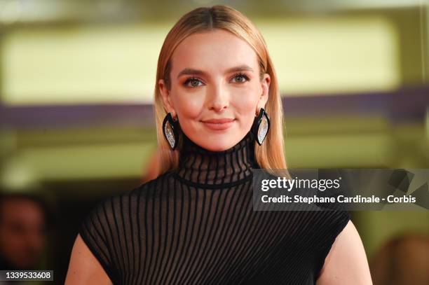 Jodie Comer attends the red carpet of the movie "The Last Duel" during the 78th Venice International Film Festival on September 10, 2021 in Venice,...