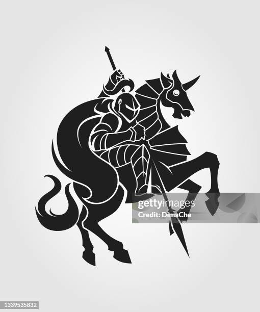 knight with a spear on horseback - animal icons stock illustrations