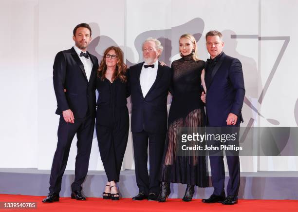 Ben Affleck, Nicole Holofcener, Director Ridley Scott, Jodie Comer an Matt Damon attend the red carpet of 20th Century Studios' movie "The Last Duel"...