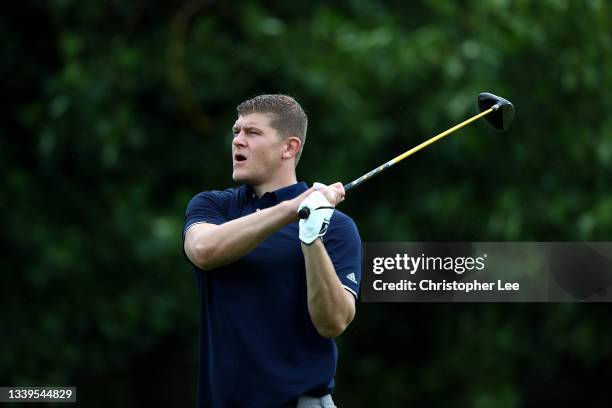 Jack Willis in action during the PGA and RPA Golf Day at Royal Mid-Surrey Golf Club on September 10, 2021 in Richmond, England.