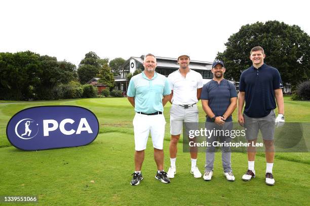 Darren Gough, Nick Compton, Lee Mears and Jack Wallis during the PCA and RPA Golf Day at Royal Mid-Surrey Golf Club on September 10, 2021 in...