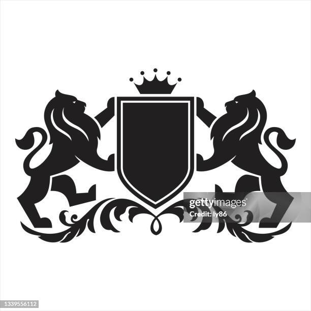 lion coat of arms - lion awards stock illustrations