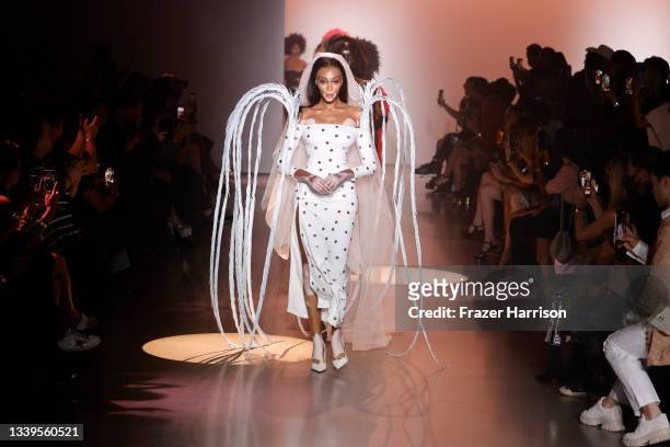 Model Winnie Harlow walks the runway for Christian Cowan NYFW Spring/Summer '22 Show during NYFW: The Shows at Gallery at Spring Studios on September...