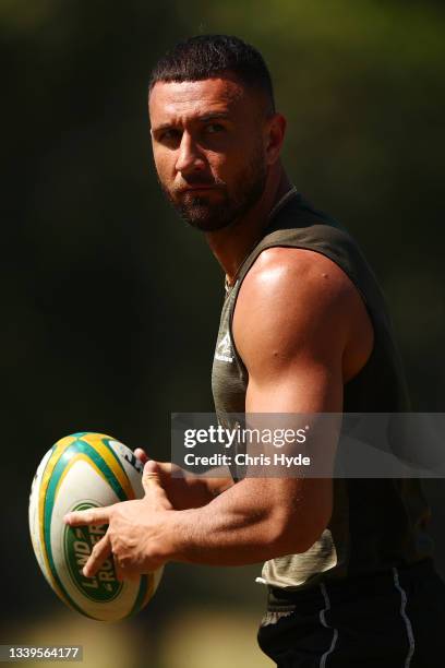 Quade Cooper during the Australian Wallabies Captain's Run at Royal Pines Resort on September 11, 2021 in Gold Coast, Australia.