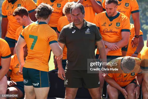 Head coach Dave Rennie during the Australian Wallabies Captain's Run at Royal Pines Resort on September 11, 2021 in Gold Coast, Australia.