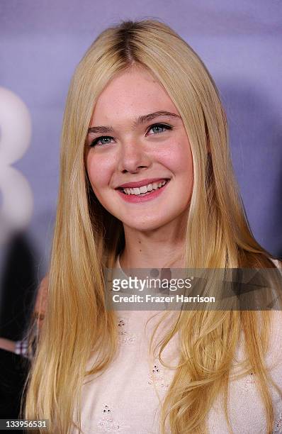 Actress Elle Fanning arrives at Paramount Pictures' "Super 8" Blu-ray and DVD release party at AMPAS Samuel Goldwyn Theater on November 22, 2011 in...