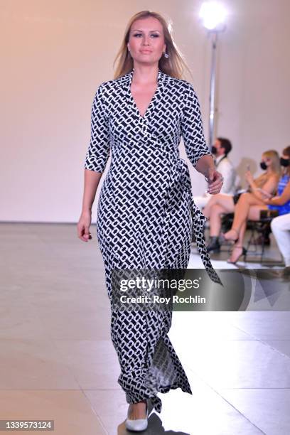 Activist Jennifer Araoz walks the runway for Rise's Survivor Fashion Show during NYFW: The Shows at Museum of Modern Art on September 10, 2021 in New...