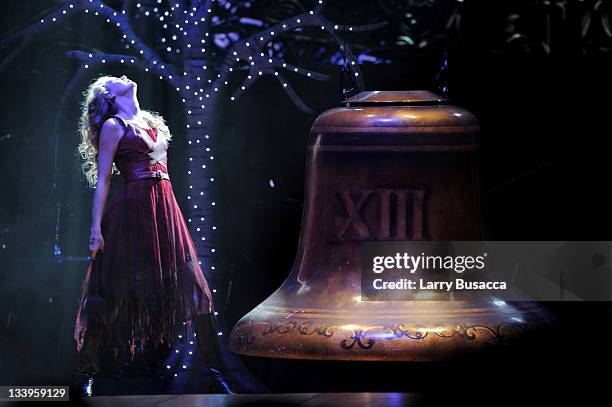 Taylor Swift performs onstage during the "Speak Now World Tour" at Madison Square Garden on November 22, 2011 in New York City. Taylor Swift wrapped...