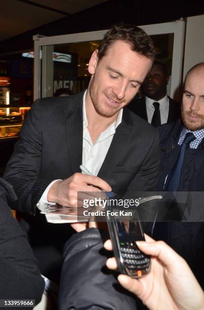 Michael Fassbender attends the 'Shame' - Paris Premiere at Mk2 Bibliotheque on November 22, 2011 in Paris, France.
