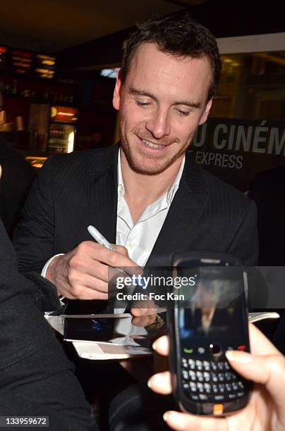 Michael Fassbender attends the 'Shame' - Paris Premiere at Mk2 Bibliotheque on November 22, 2011 in Paris, France.