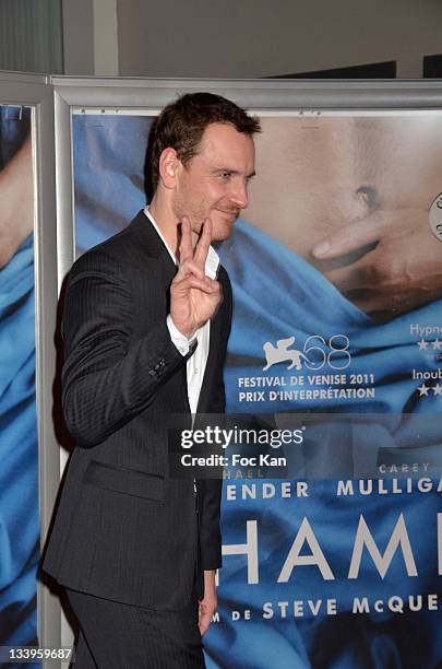 Michael Fassbender attends the 'Shame' - Paris Premiere at Mk2 Bibliotheque on November 22, 2011 in Paris, France.