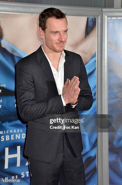 Michael Fassbender attends the 'Shame' - Paris Premiere at Mk2 Bibliotheque on November 22, 2011 in Paris, France.