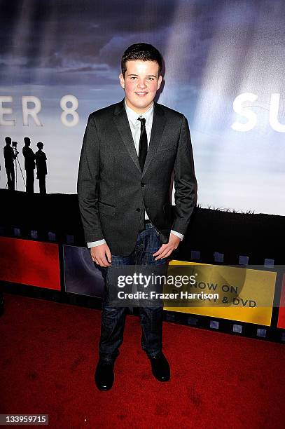 Actor Riley Griffiths arrives at Paramount Pictures' "Super 8" Blu-ray and DVD release party at AMPAS Samuel Goldwyn Theater on November 22, 2011 in...