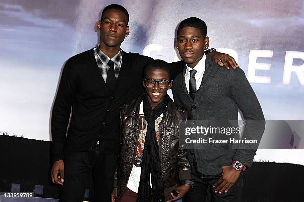 Actors Kofi Siriboe, Kwesi Boakye and Kwame Boateng arrive at Paramount Pictures' "Super 8" Blu-ray and DVD release party at AMPAS Samuel Goldwyn...
