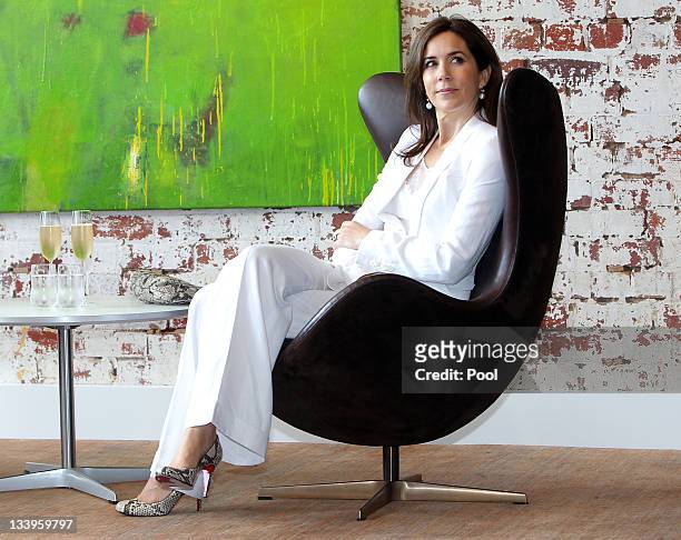 Princess Mary of Denmark visits Corporate Culture and Cult on November 23, 2011 in Melbourne, Australia. Princess Mary and Prince Frederik are on...