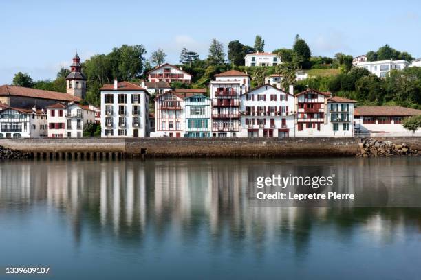 façades de saint jean de luz, pays basque, france - st jean de luz stock pictures, royalty-free photos & images