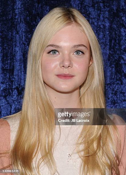 Elle Fanning arrives to Paramount Pictures' 'Super 8' Blu-ray and DVD release party at AMPAS Samuel Goldwyn Theater on November 22, 2011 in Beverly...