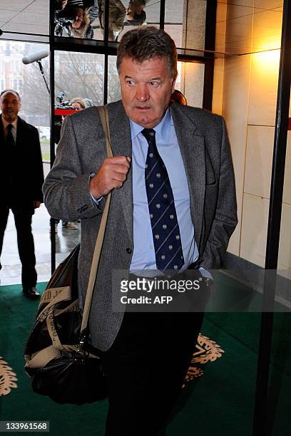 Head Coach of the Republic of Macedonia national football team John Toshack arrives for a meeting of the group A countries for the qualification...