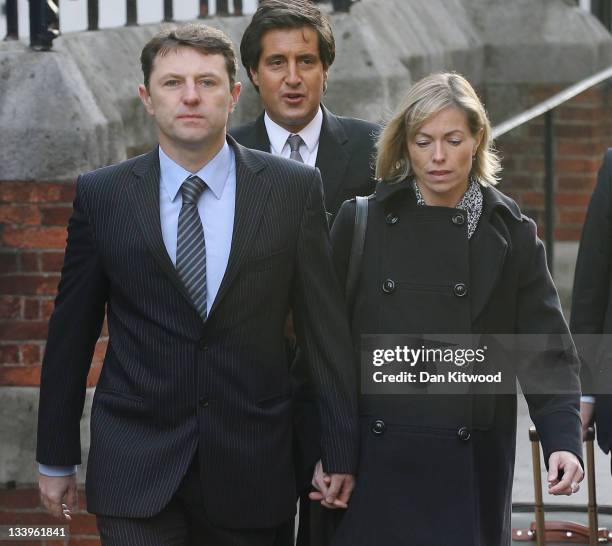 Kate and Gerry McCann, parents of missing Madeleine McCann, arrive to give evidence to The Leveson Inquiry at The Royal Courts of Justice on November...