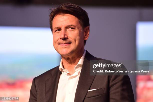 Italian Government ex-Prime Minister, Giuseppe Conte, now national secretary of Movimento Cinque Stelle political party, attends a public debate at...