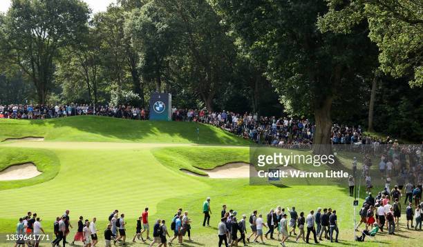 General view of the second hole during Day Three of The BMW PGA Championship at Wentworth Golf Club on September 11, 2021 in Virginia Water, England.