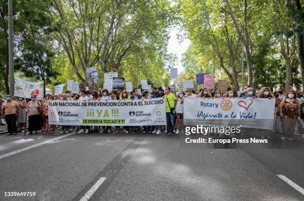 Demonstration for a National Suicide Prevention Plan, on 11 September, 2021 in Madrid, Spain. This demonstration has been called by the platform...