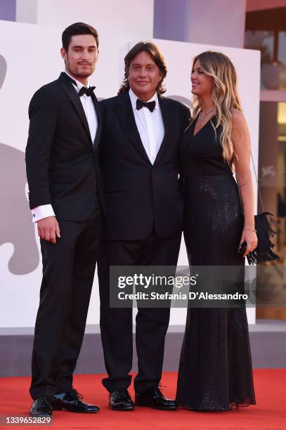 Filippo De Andre, Cristiano De Andre e Francesca De Andre attend the red carpet of the movie "Deandré#Deandré Storia Di Un Impiegato" during the 78th...