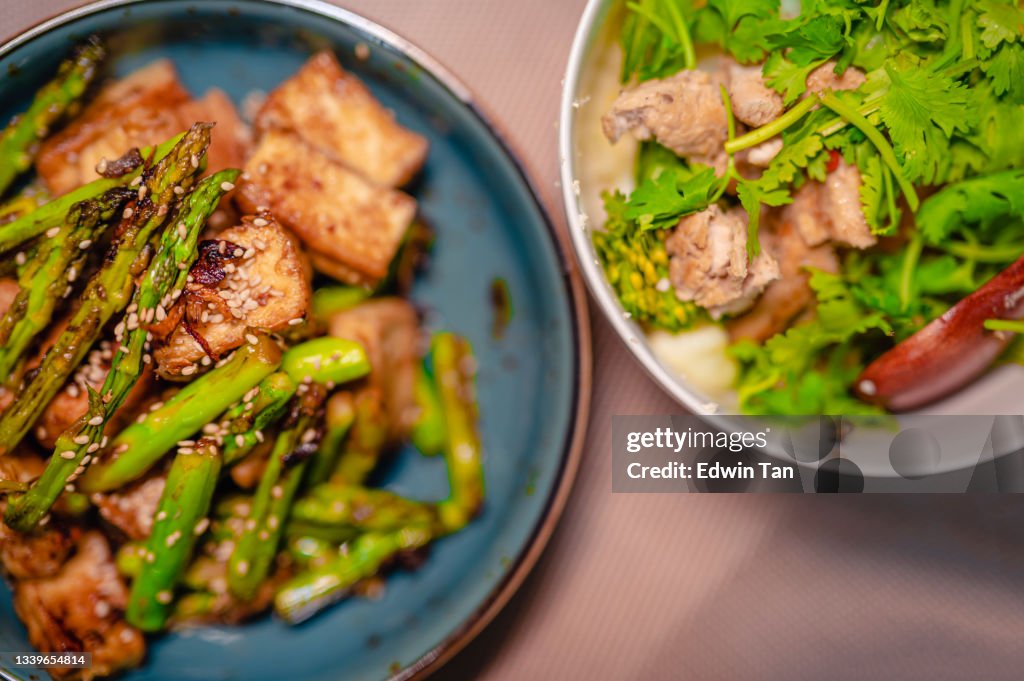 Asian chinese food on table