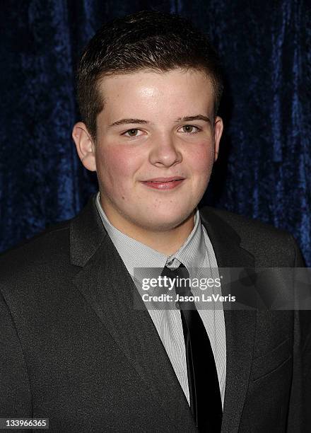 Actor Riley Griffiths attends the "Super 8" blu-ray and DVD release party at AMPAS Samuel Goldwyn Theater on November 22, 2011 in Beverly Hills,...