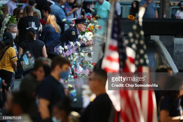 Family, friends and colleagues of those killed in the 9/11 and the 1993 bombing terror attacks participate in the annual commemoration ceremony at...