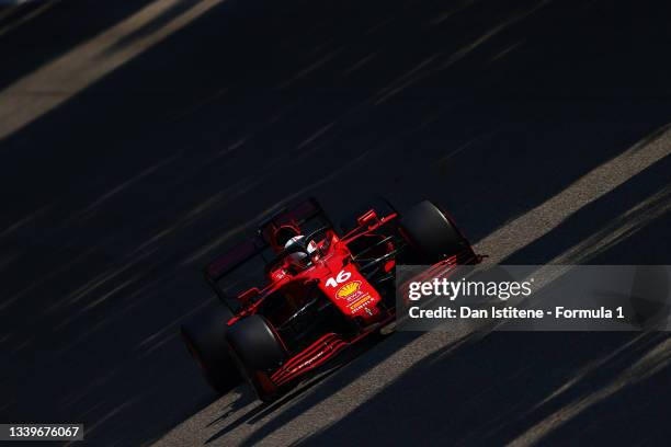Charles Leclerc of Monaco driving the Scuderia Ferrari SF21 during practice ahead of the F1 Grand Prix of Italy at Autodromo di Monza on September...