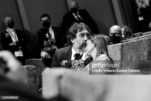 Javier Bardem and Penelope Cruz attend the closing ceremony during the 78th Venice International Film Festival on September 11, 2021 in Venice, Italy.