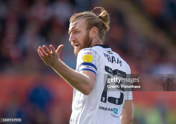 Tim Ream of Fulham during the Sky Bet Championship match between Blackpool and Fulham at Bloomfield Road on September 11, 2021 in Blackpool, England.