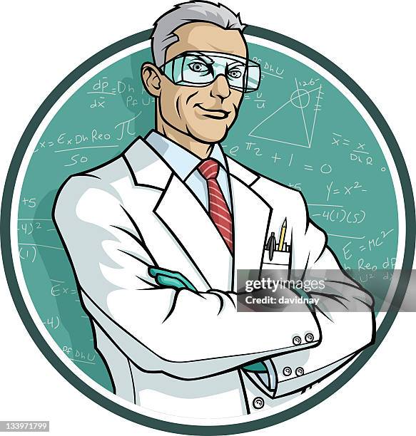 ilustraciones, imágenes clip art, dibujos animados e iconos de stock de científico - physicist