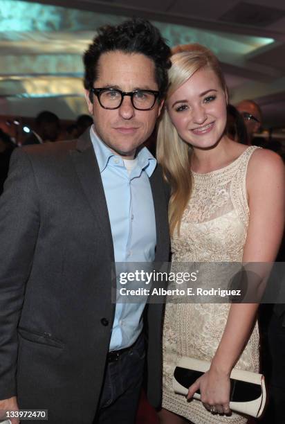 Director/Writer J.J. Abrams and actress Amanda Michalka attend Paramount Pictures' "Super 8" Blu-ray and DVD release party at AMPAS Samuel Goldwyn...